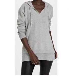 Naadam Layered Cashmere Hoodie in Cement Gray, Size S